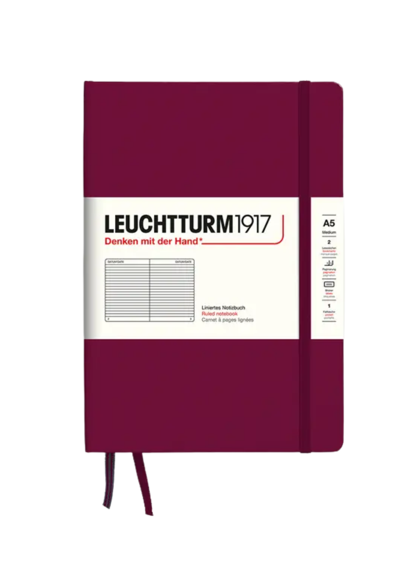 LEUCHTTURM1917 A5 Ruled Hard Cover Notebook