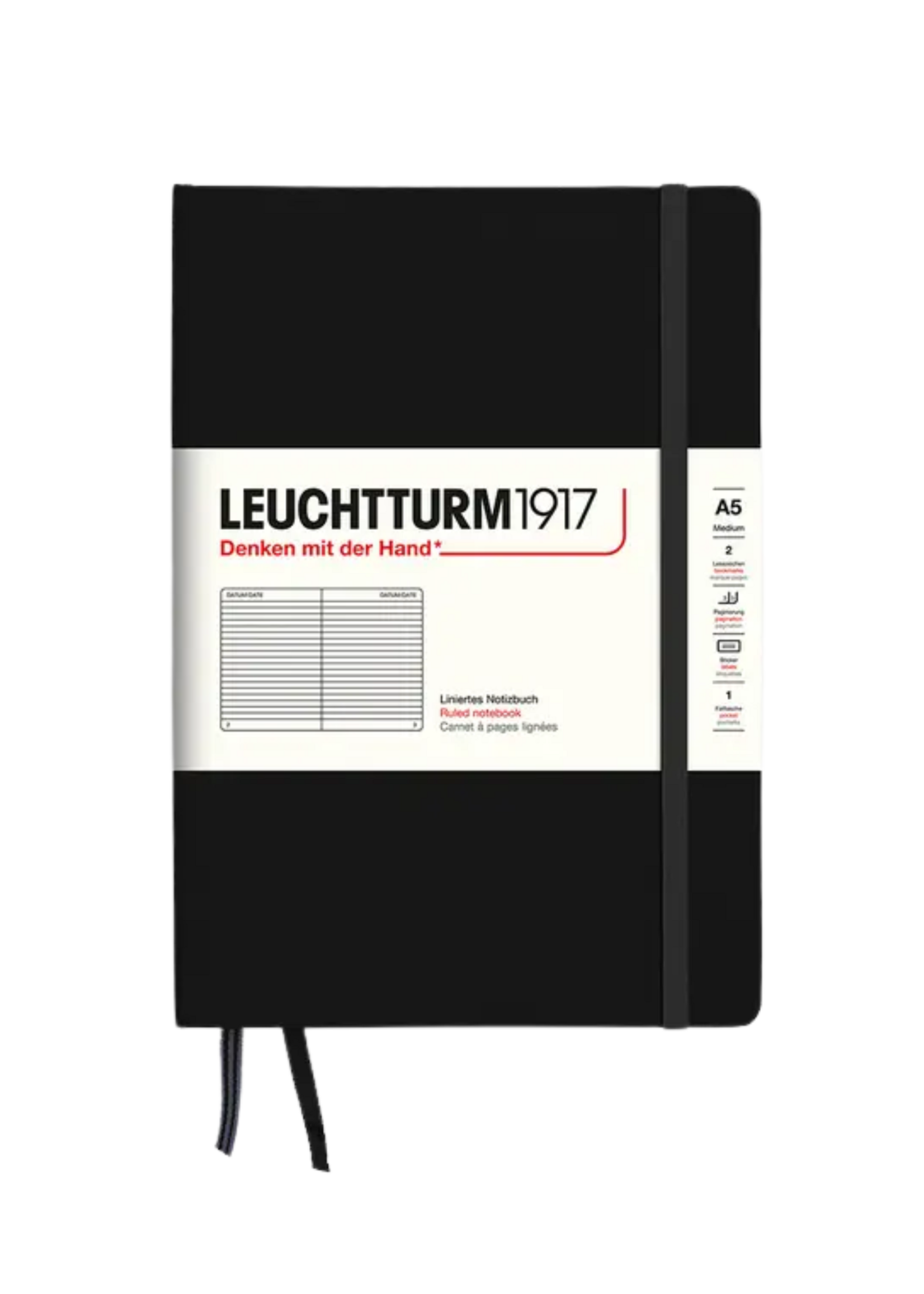 LEUCHTTURM1917 A5 Ruled Hard Cover Notebook
