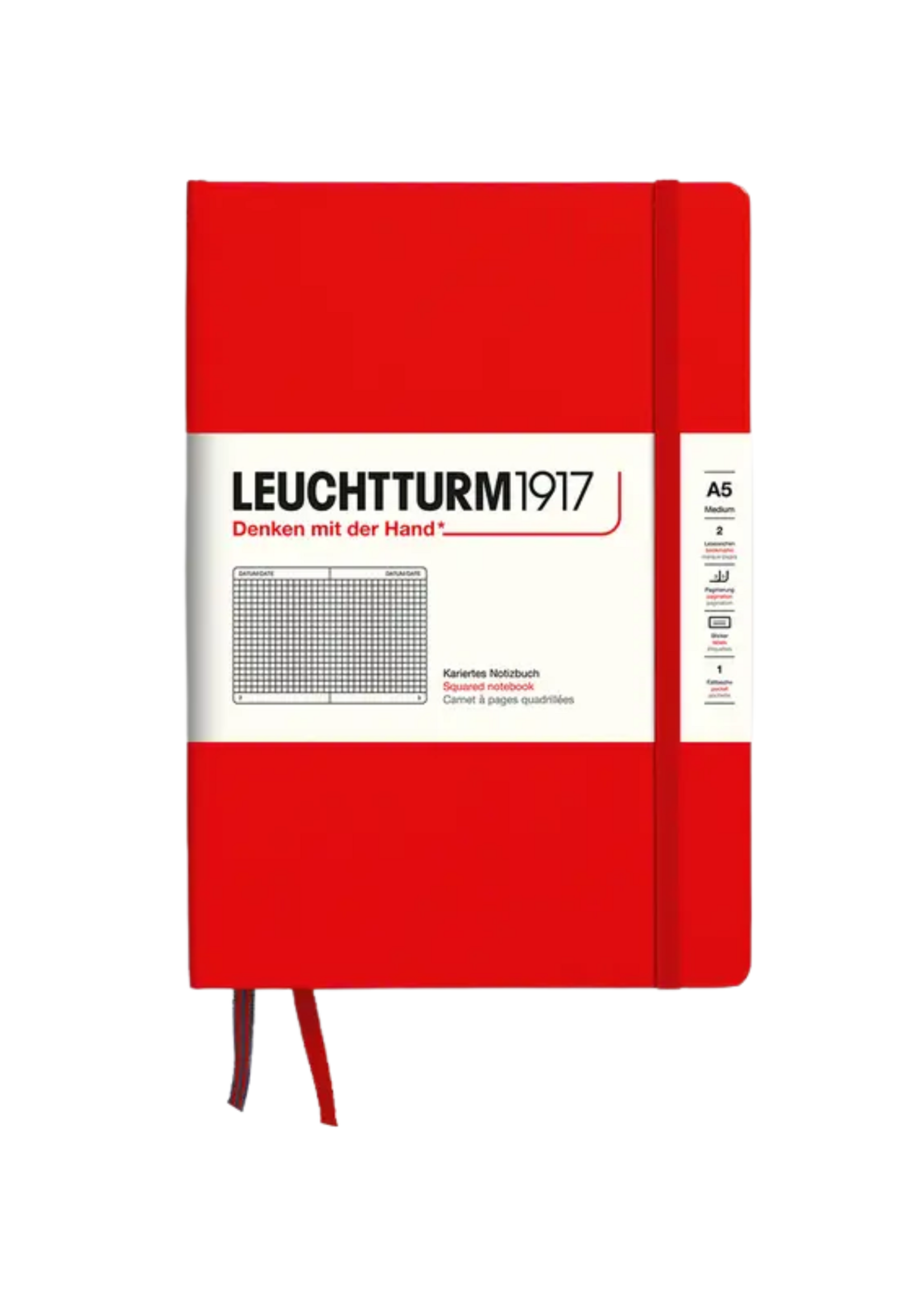 LEUCHTTURM1917 A5 Squared Hard Cover Notebook