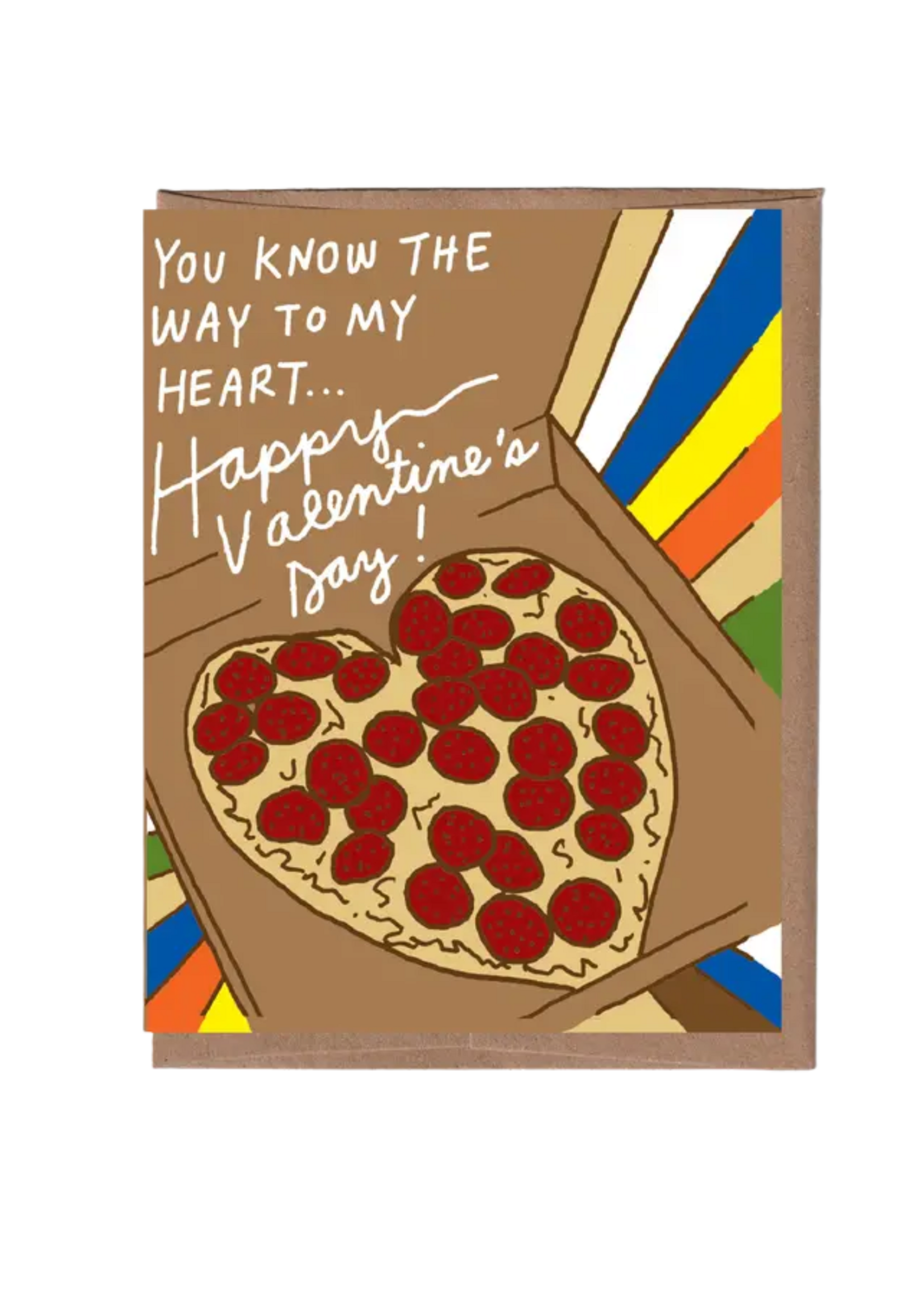 La Familia Green Valentine's Day Card - Heart Pizza Scratch&Sniff