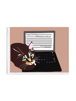 La Familia Green Birthday Card - Cat on Keyboard