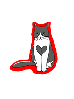 La Familia Green Cat Heart Sticker