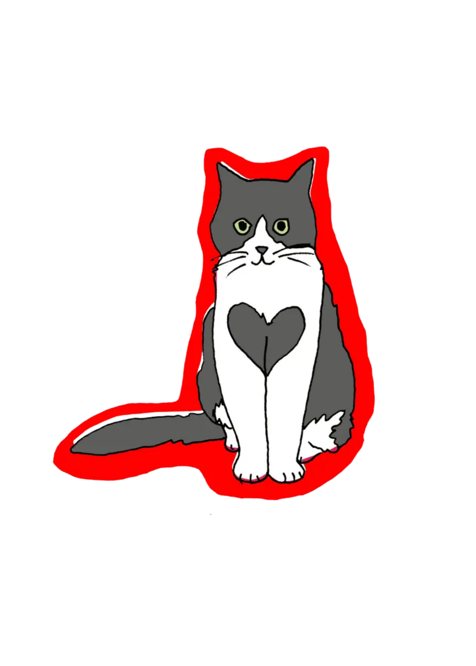 La Familia Green Cat Heart Sticker