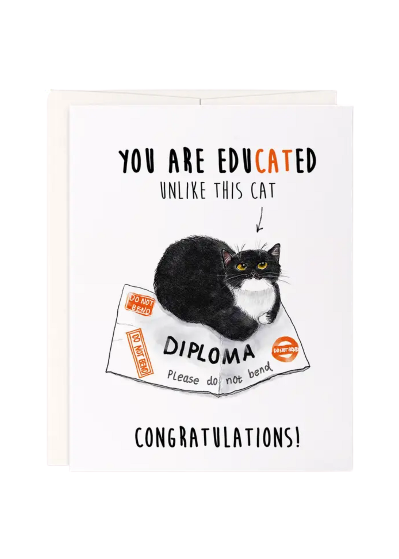 Liyana Studio Graduation Card - Bent Diploma Cat