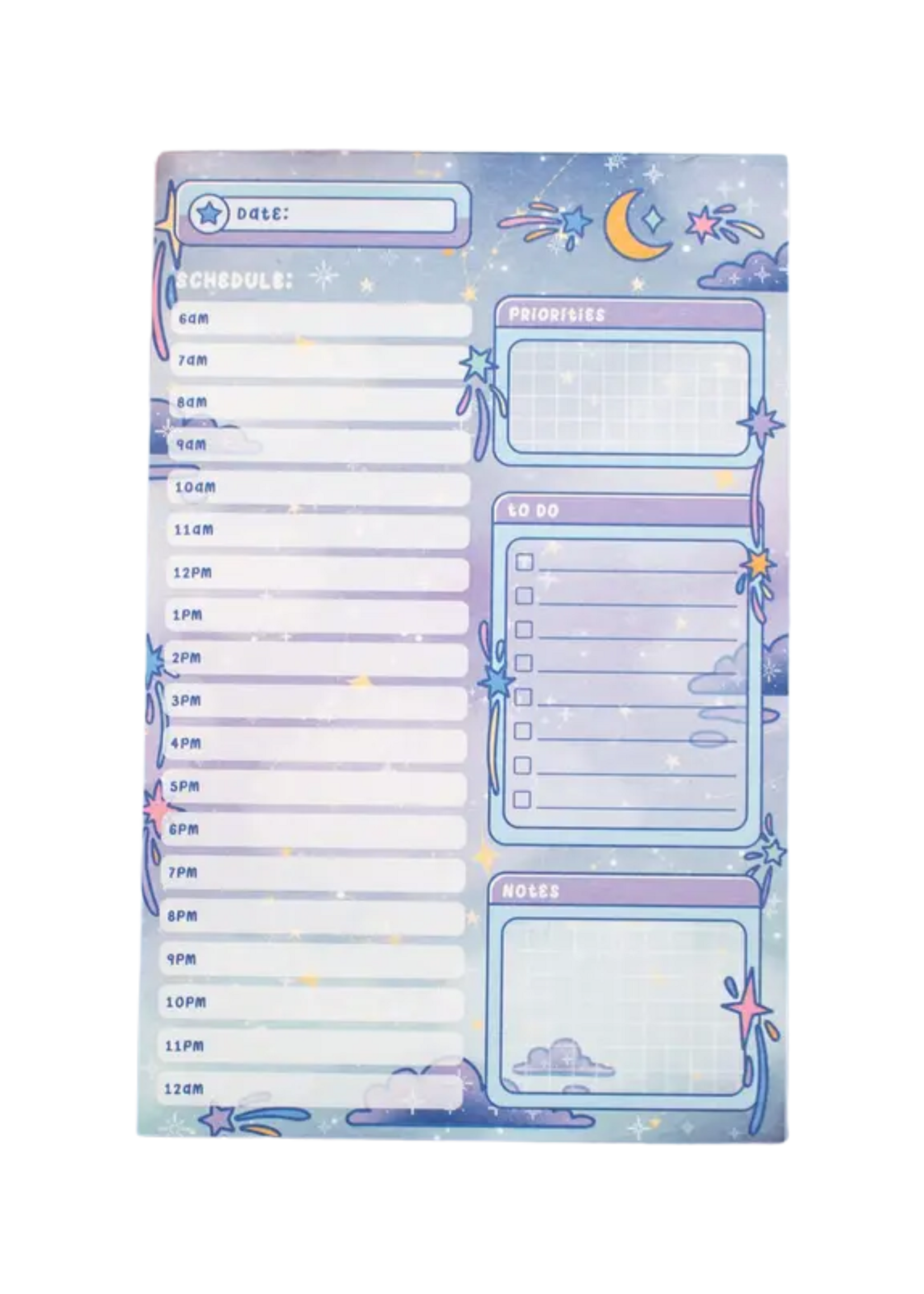 Unicorn Eclipse Celestial Galaxy Hourly Schedule Planner Pad