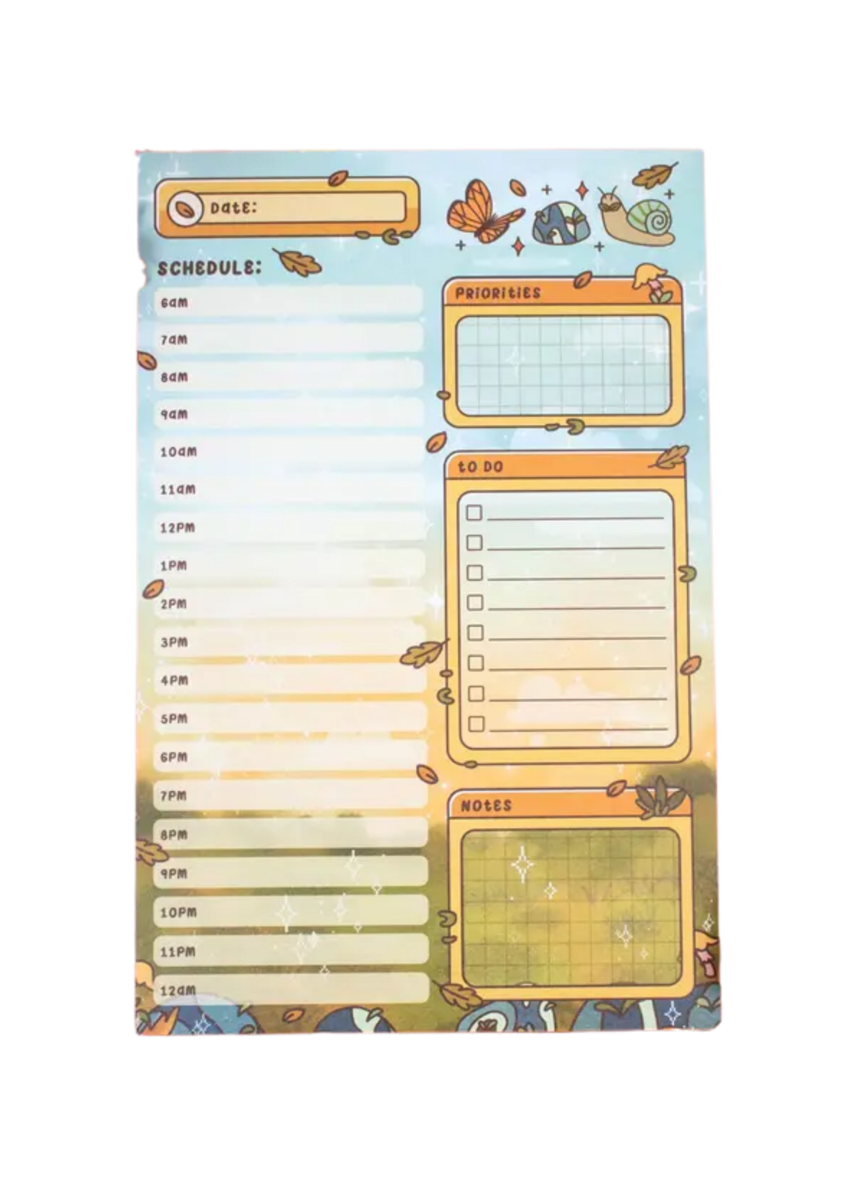 Unicorn Eclipse  Forest Hourly Schedule Planner Pad