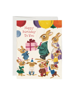 Red Cap Cards Birthday Card - Rabbit Party