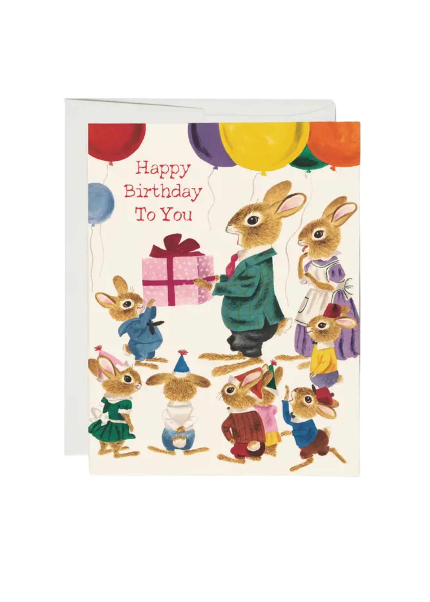 Red Cap Cards Birthday Card - Rabbit Party