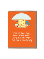 La Familia Green Birthday Card - All The Good Birds Visit Your Birdfeeder
