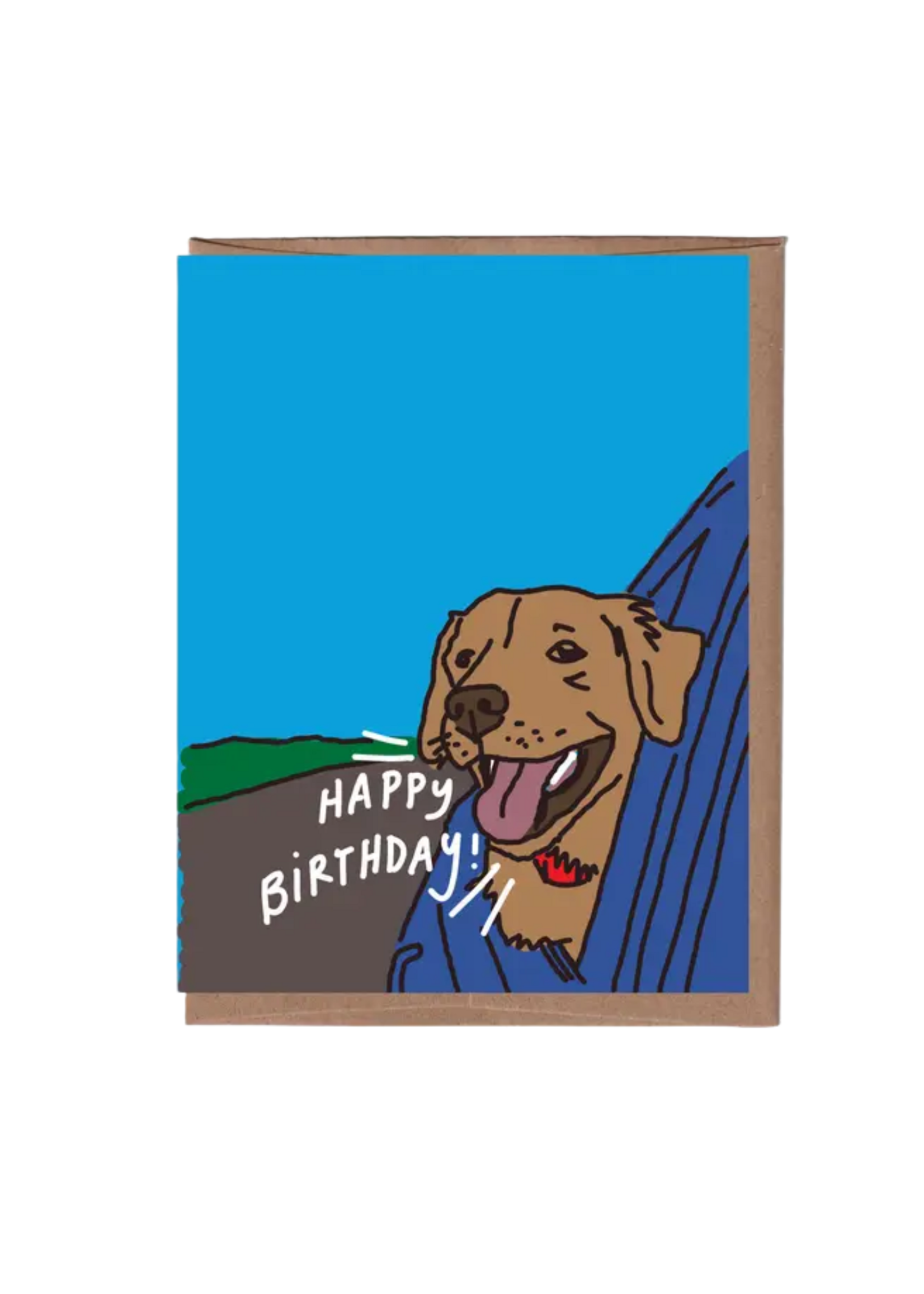 La Familia Green Birthday Card - Dog In Window