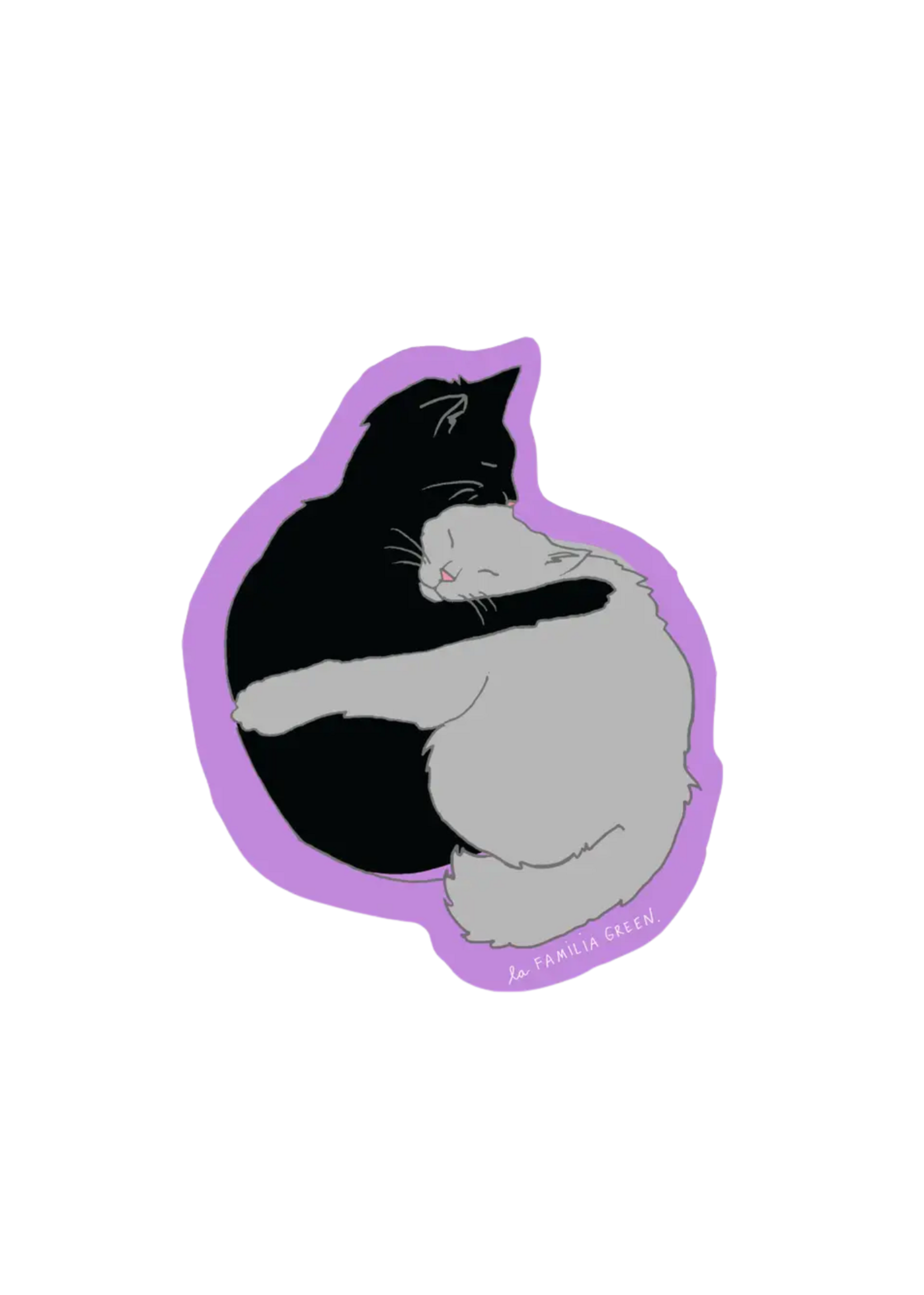 La Familia Green Cat Hug Sticker