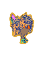 La Familia Green Cat Bouquet Sticker
