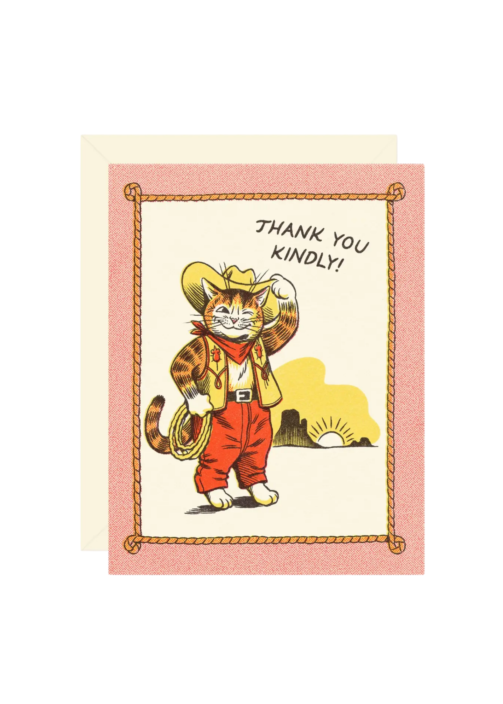 Wallflower Paper & Party Thank You Card - Cowboy Kitty