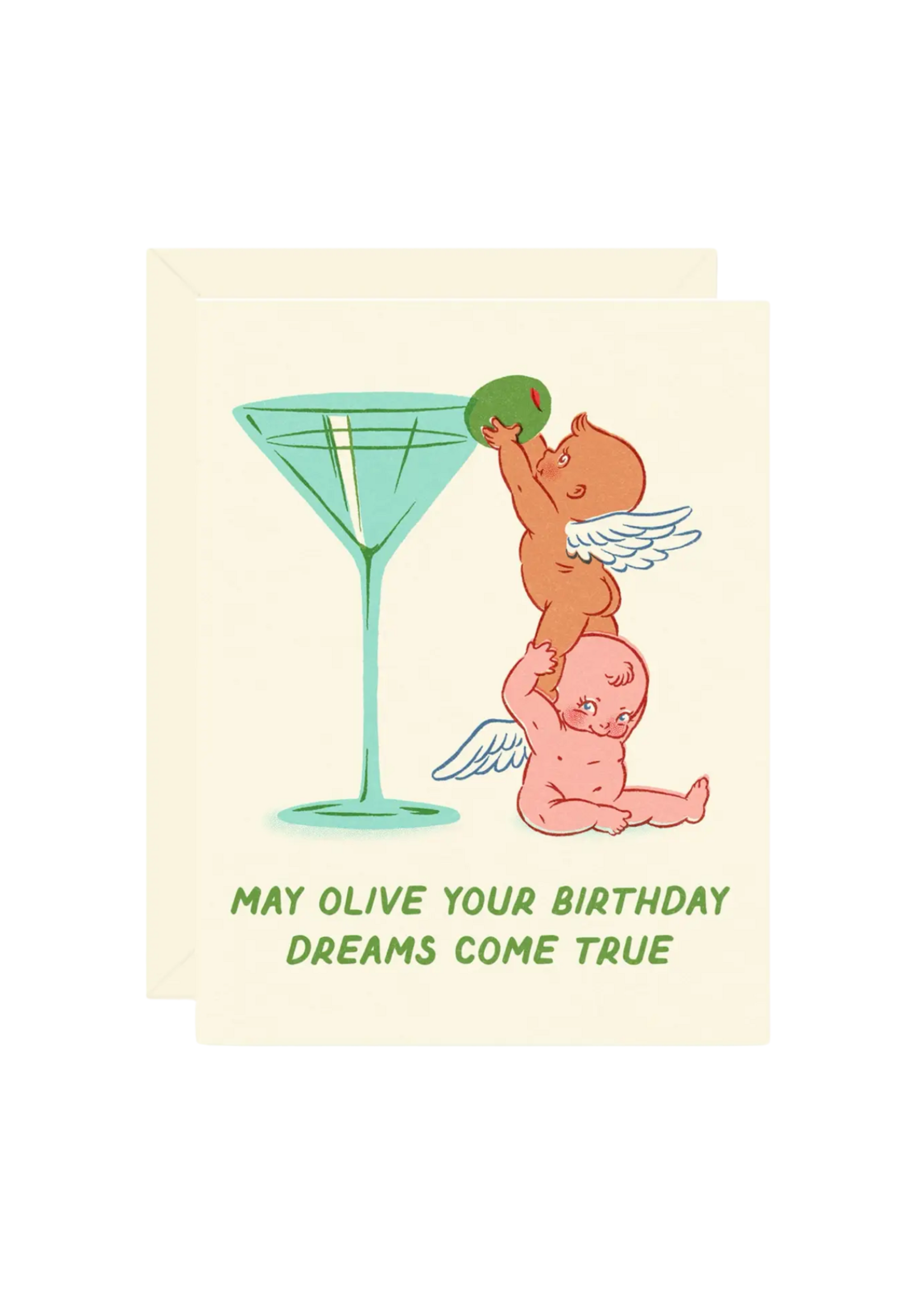Wallflower Paper & Party Birthday Card - Martini Olive Angels