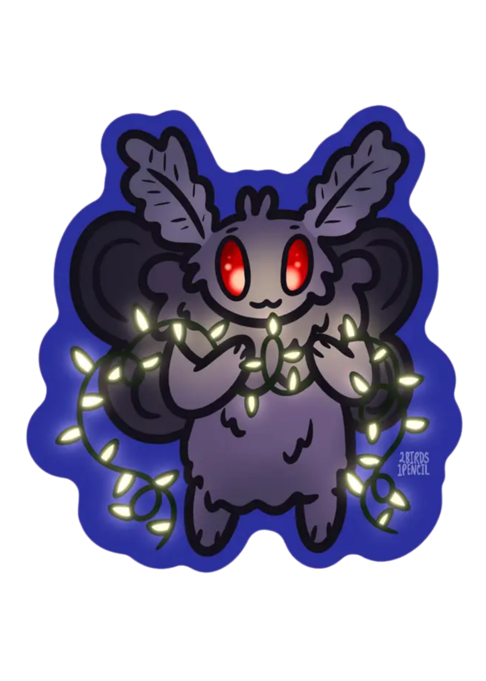 2Birds1Pencil Illustrations Mothman String Lights Sticker
