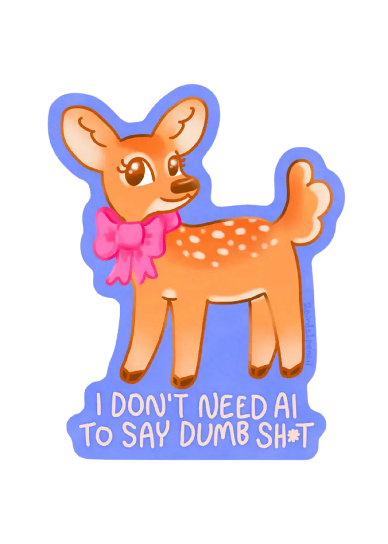 2Birds1Pencil Illustrations Anti Ai Deer Sticker