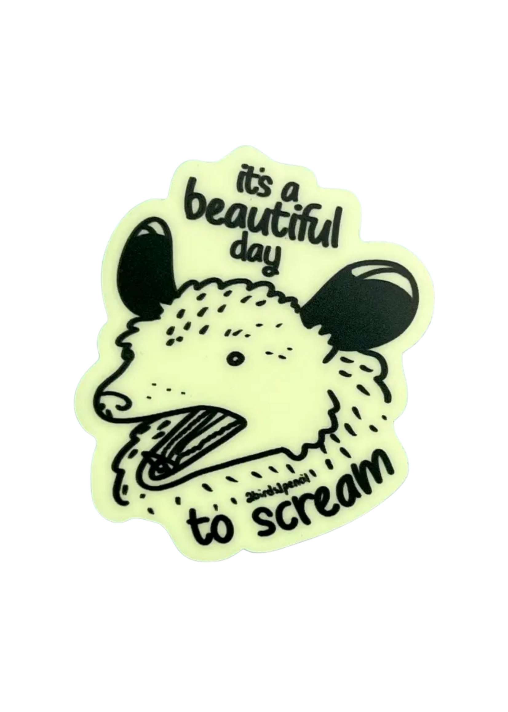 2Birds1Pencil Illustrations Glow in the Dark Possum Sticker