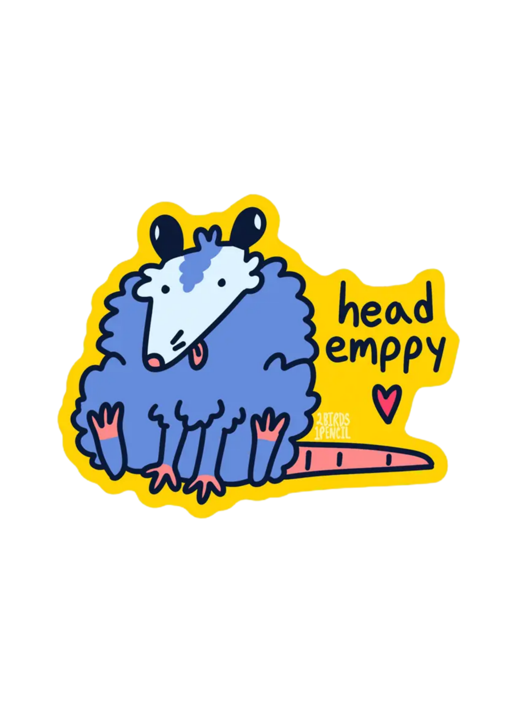 2Birds1Pencil Illustrations  Head Empty Possum Sticker