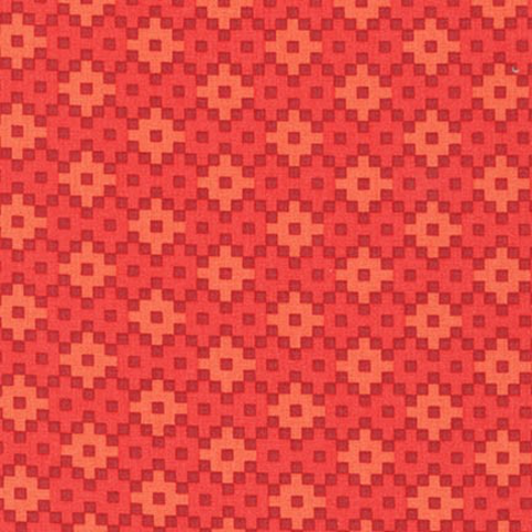 EH / Rhoda Ruth - Geometric Squares / Bright Red & Orange