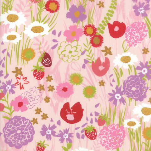Moda Fabrics - Growing Beautiful / Wild Flowers / Pink / 11830-13