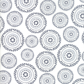  Moda Fabrics - Harmony / Flower Circles / Grey on White / 5692-26