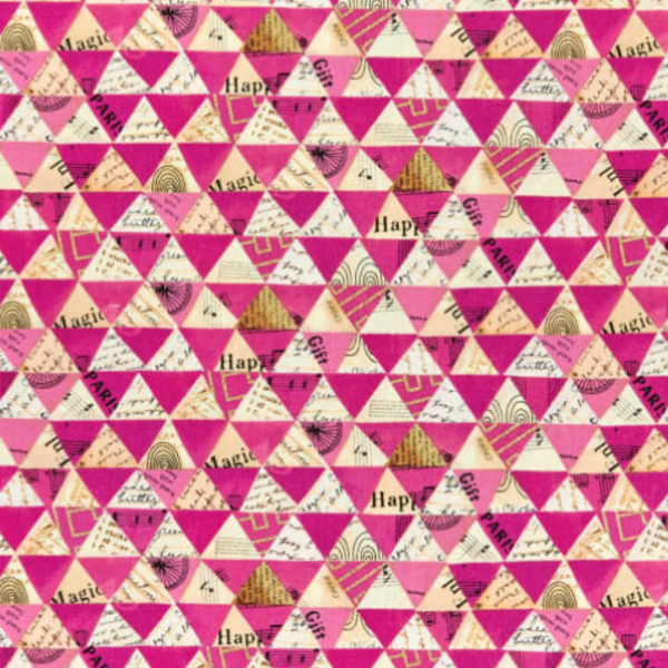  Carrie Bloomston - WISH - Metallic Triangles / Hot Pink / 51743M-6