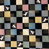 Japanese Fabric - Metallic Bunny Squares / Black / TJS03 (A)