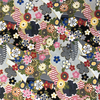 Japanese Fabric - Metallic / Tossed Flowers / Black / (A) JTF05