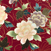 Japanese Fabric - Metallic / Large Flowers / Red / JTF15 (B)