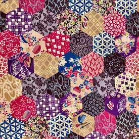  Japanese / Dobby Cloth / Hexagon Pieces / Purple / JLF-24