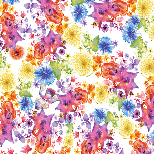  Clothworks - Flower Talk - Masha D'yans - Rainbow Floral / White / y3010-1