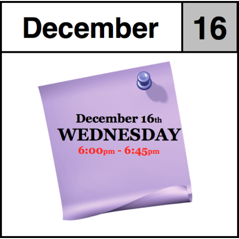 In-Store Appointment - December 16th, Wednesday (6:00pm-6:45pm)