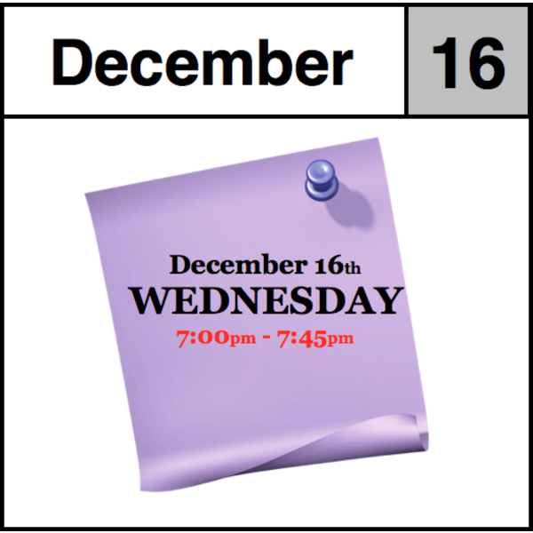  In-Store Appointment - December 16th, Wednesday (7:00pm-7:45pm)