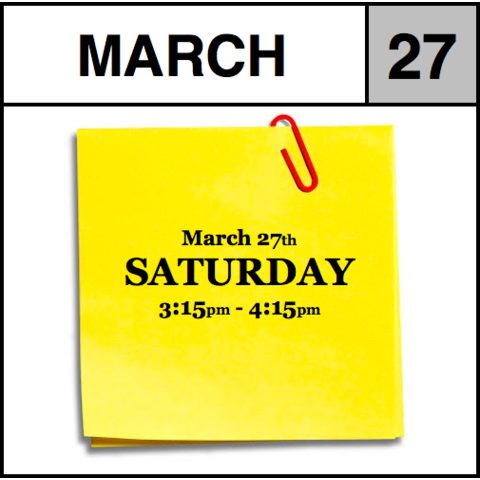 Appointment - March 27th - Saturday (3:15pm-4:15pm)