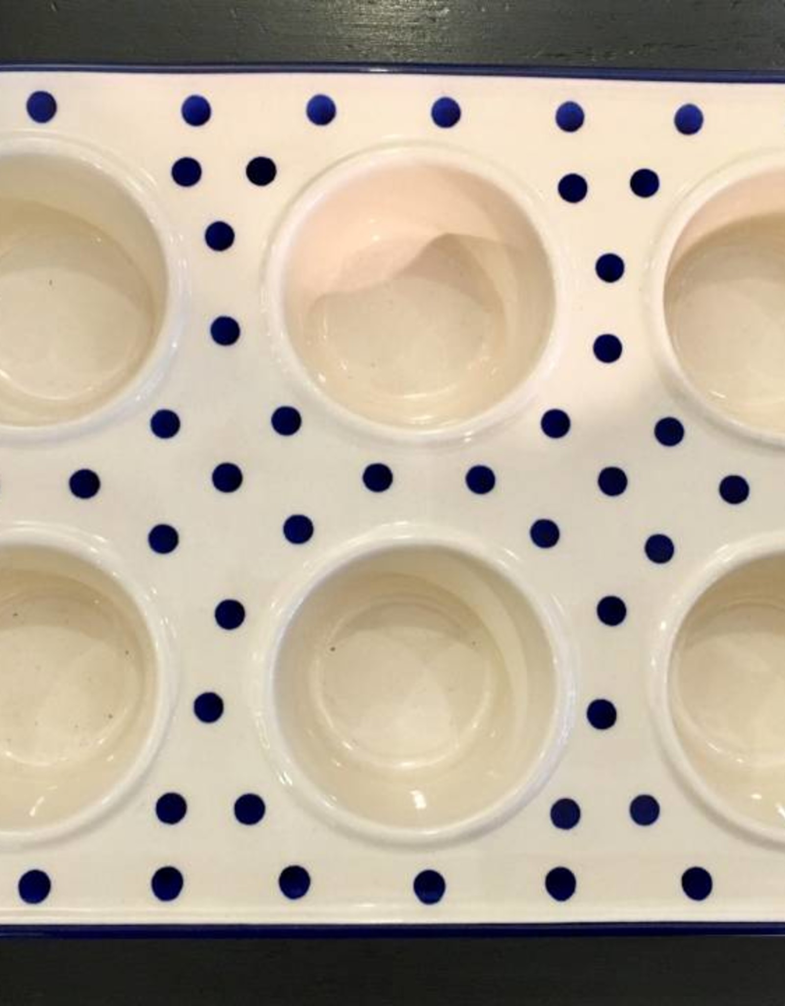 Muffin Pan - Blue/White Dots