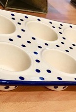 Muffin Pan - Blue/White Dots