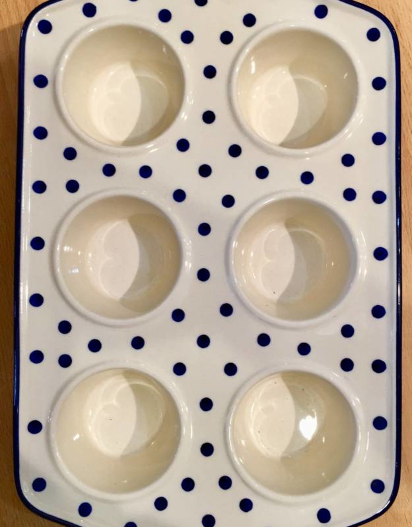 Muffin Pan - Blue/White Dots