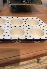 Muffin Pan - Blue/White Dots