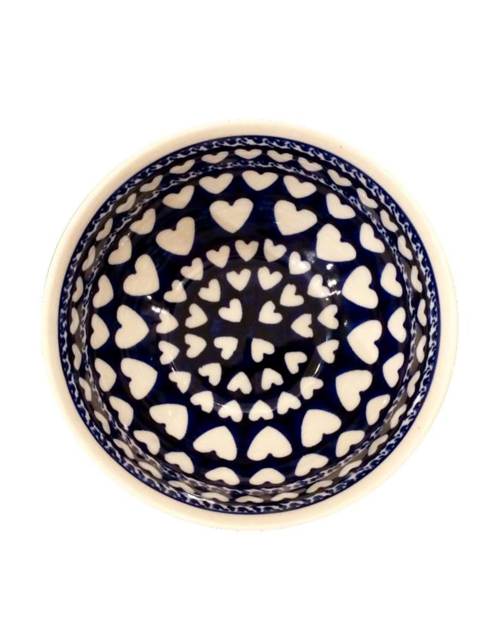 Cereal/Soup Bowl-Blue w/White Hearts