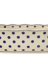 Scalloped Casserole / Dish: White w/ Blue Dots