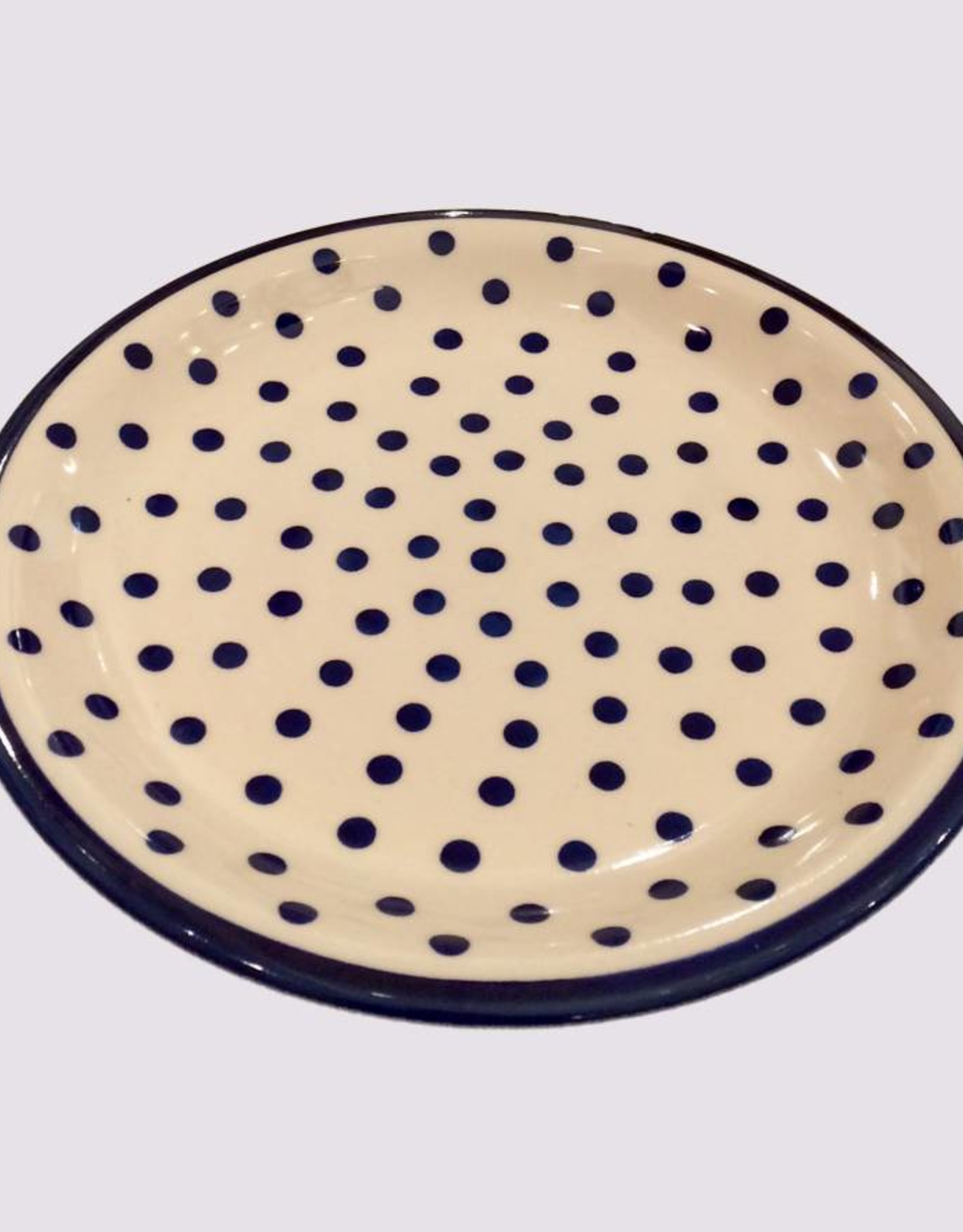 Dinner Plate - Dots w/Blue Rim