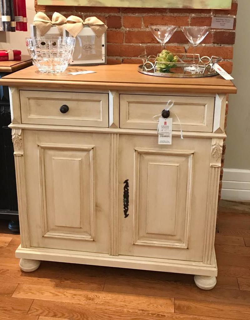 Amazing 2 Door Solid Wood Buffet Cream Distressed European