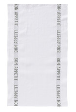 Charvet Editions Charvet Editions - White/Khaki Bon Appetit Tea towel -18"x30"