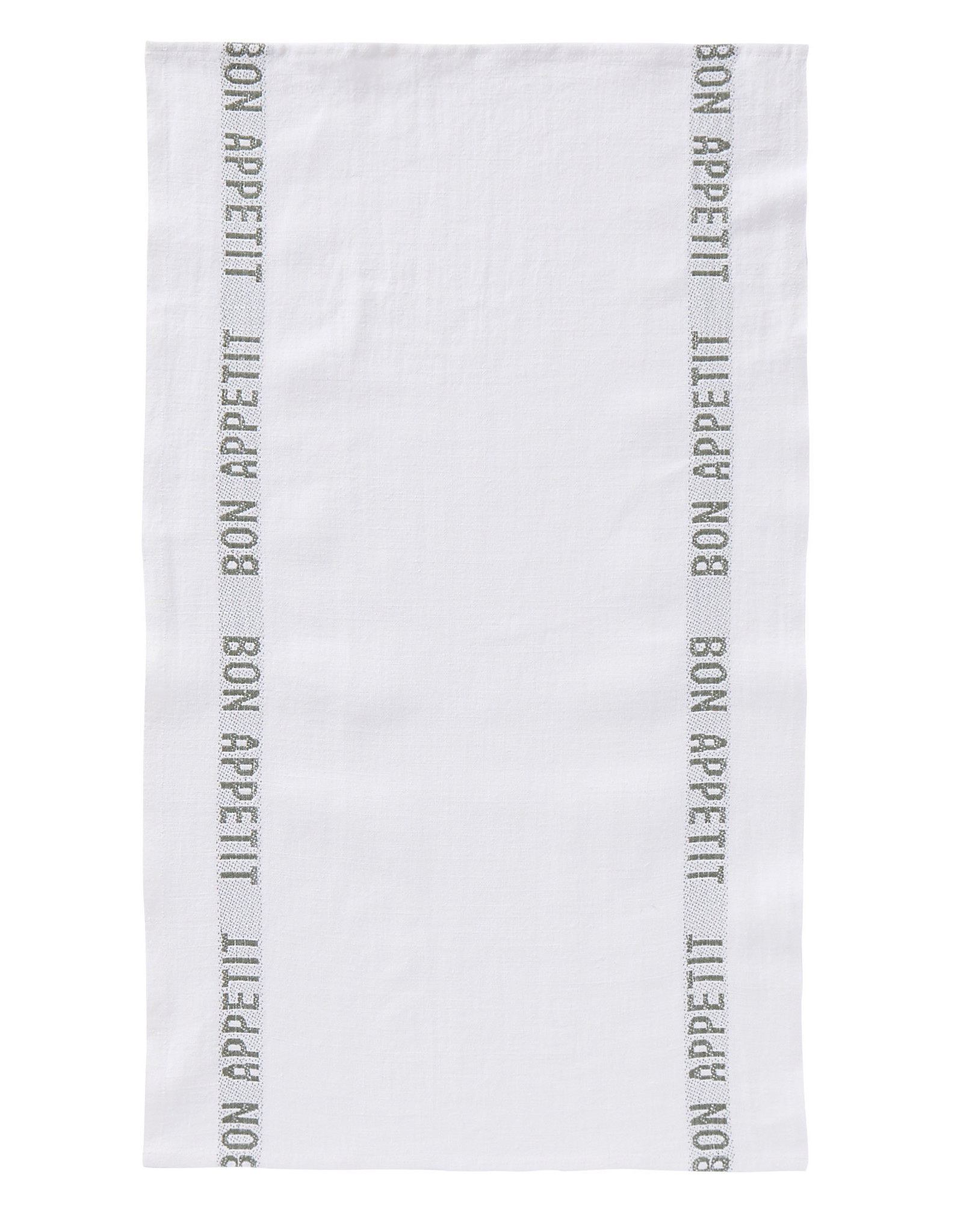 Charvet Editions Charvet Editions - White/Khaki Bon Appetit Tea towel -18"x30"