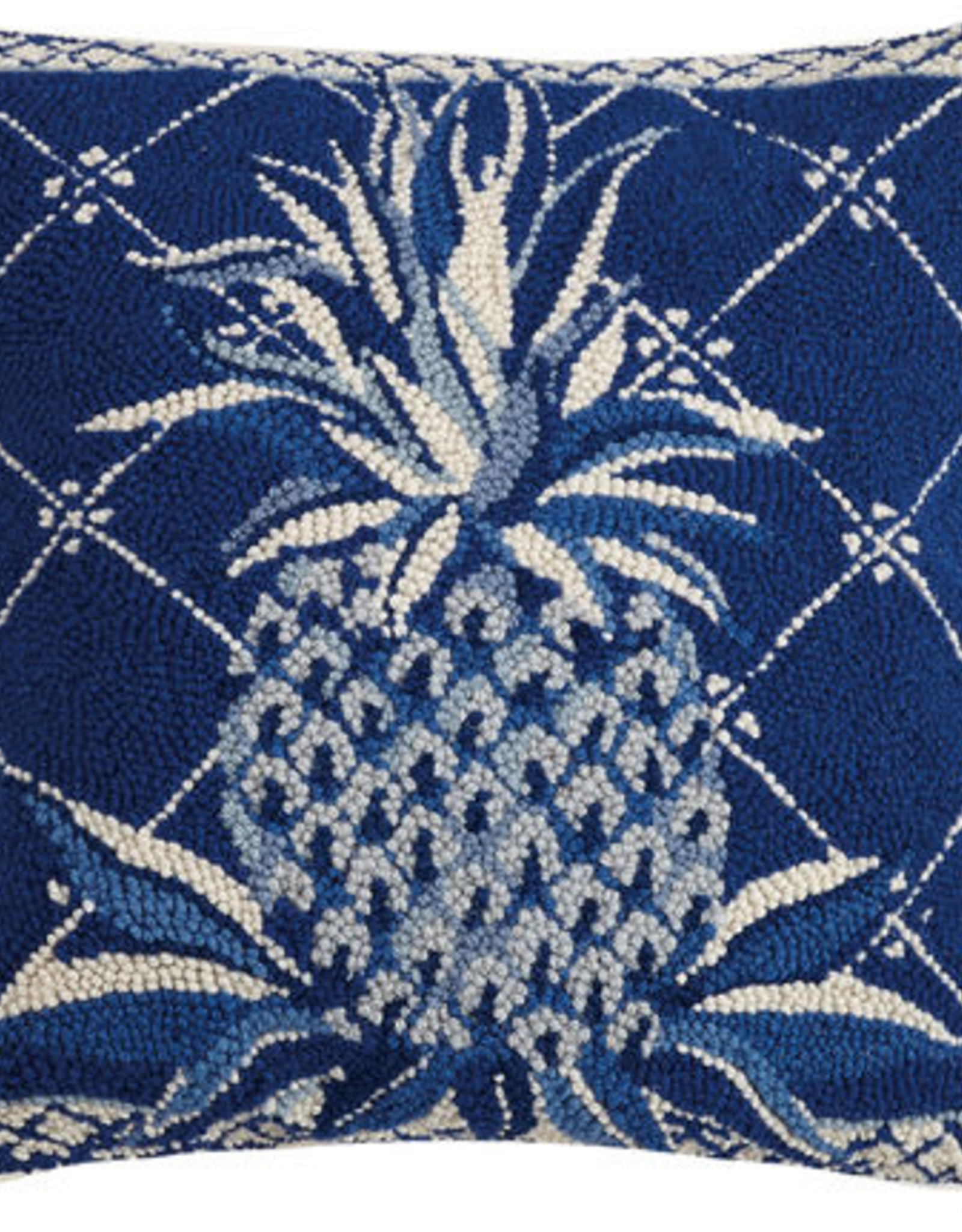 Blue Pineapple Hook Pillow - 18" x 18"