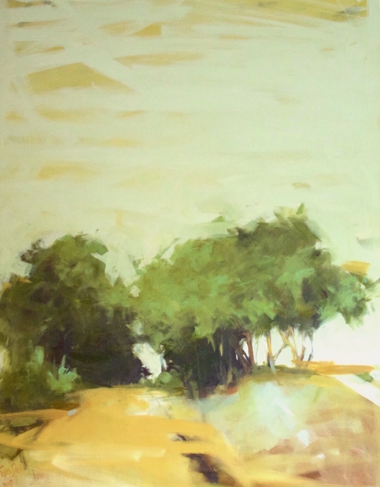 Yellow Walk - Oil on Canvas Panel. 36" x 48" Ewa Perz