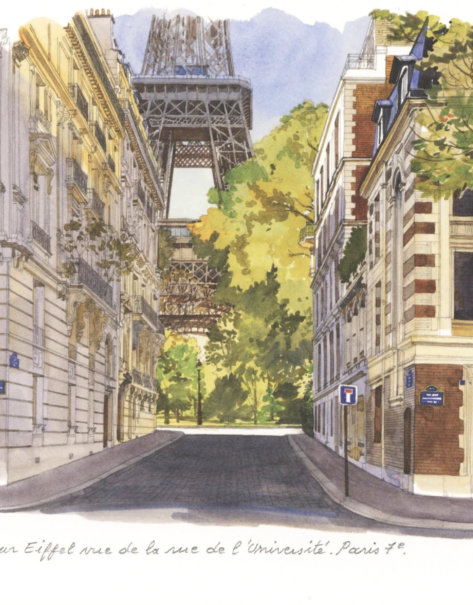 La Tour Eiffel Vue de la Rue de l'Universite Greeting Card - 6" x 6"