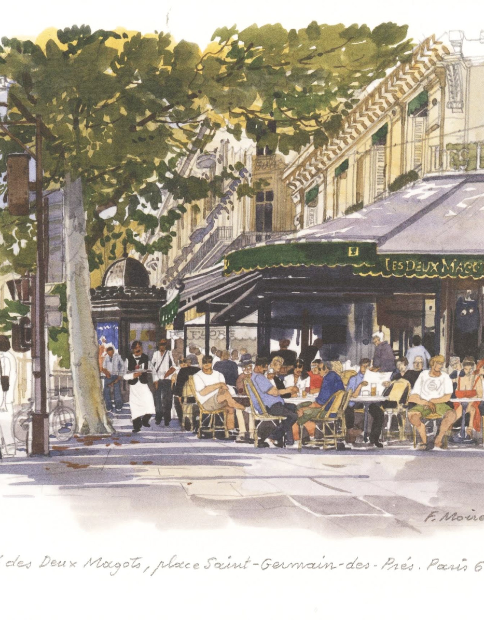 Le Cafe des Deux Magots Greeting Card - 6" x 6"