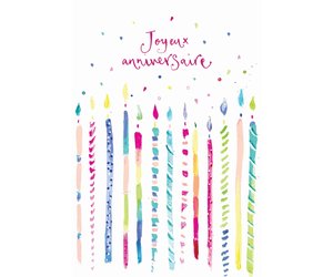 Festive Joyeux Anniversaire Birthday Greeting Card With Candles European Splendor