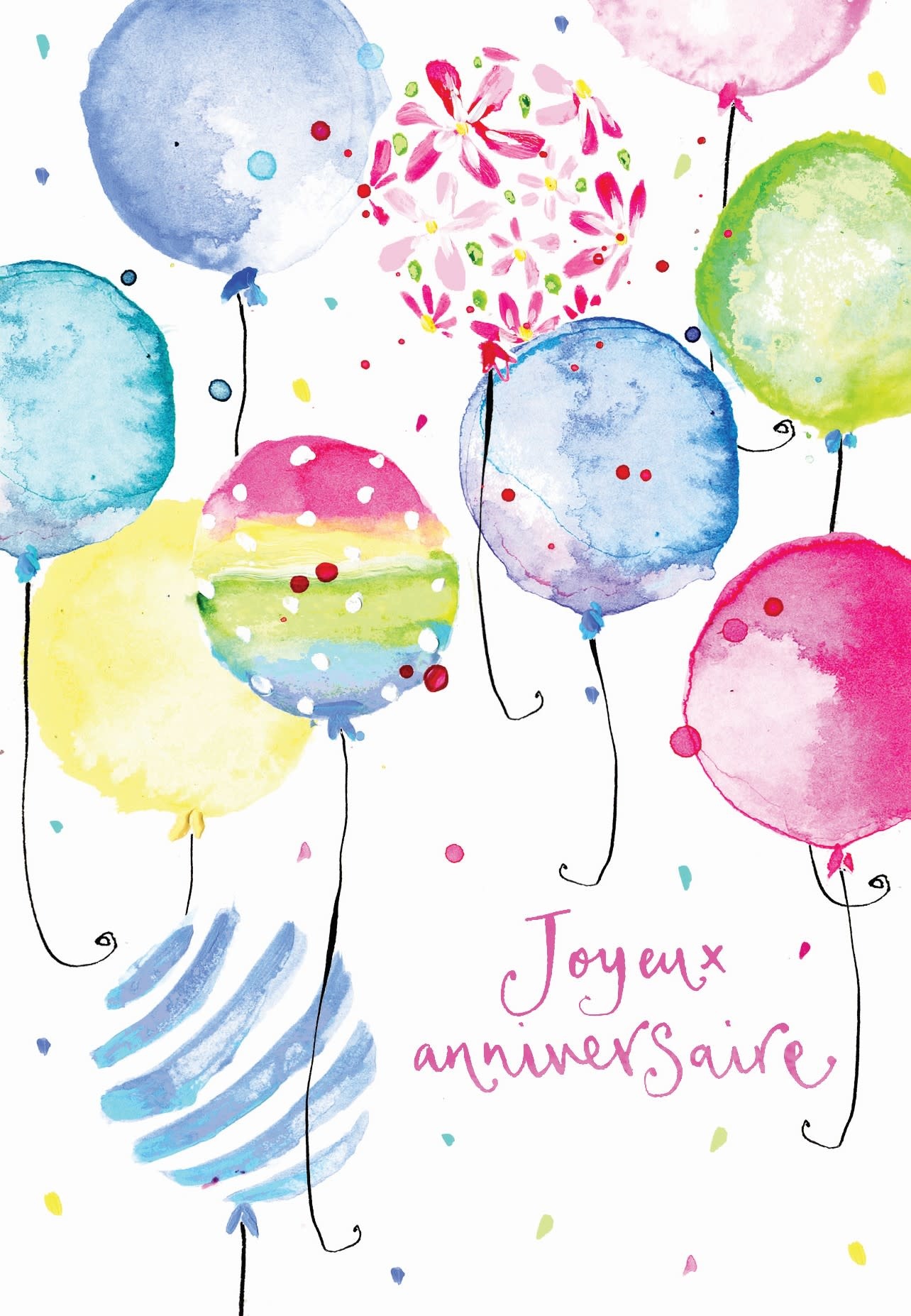 Festive Joyeux Anniversaire Balloons Greeting Card European Splendor